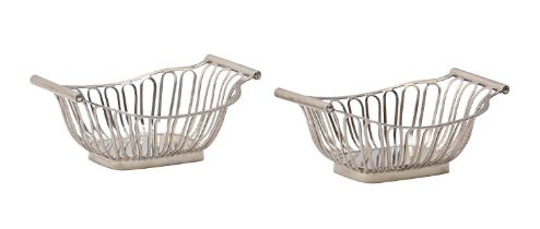 A pair of George V trellis pierced silver sweetmeat dishes, garland handles, 13cm over handles, by