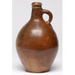 A German saltglazed stoneware bottle, late 17th c, 28cm h Flat chip on side of neck and another on