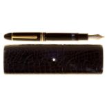 A Montblanc Meisterstuck 149 fountain pen, black leather case with pull-off lid Pen in very good