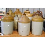 Ten various stoneware jars and bottles, 19th c and later, including three advertising G. Mallatratt,
