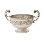A George V silver trophy cup, stamped with a band of Celtic entrelac, 10.5cm h, by Williams (