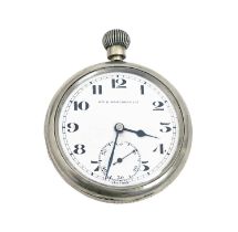 A WWII British Military Issue nickel plated keyless lever watch, Ryf & Marchand Ltd, 52mm diam,