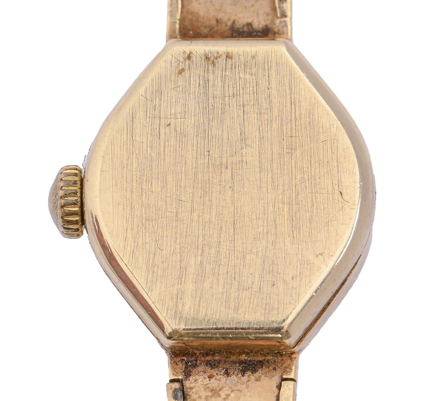 An Accurist 9ct gold lady's wristwatch, 15 x 16mm, London 1966, on 9ct gold bracelet, 14g Movement - Image 2 of 2