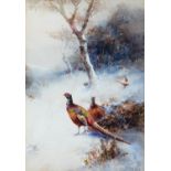 William Seabourne Powell (1878-1949) - Pheasants in the Snow, signed and dated '21, watercolour,
