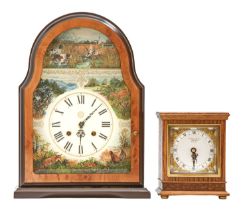 A reproduction walnut mantel clock and an Elliott oak mantel timepiece, 37 and 17cm h Good