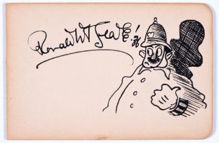 Ronald Searle CBE (1920-2011) – Policeman, cartoon illustration from an album leaf, signed and dated