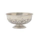 A Victorian silver rose bowl, the lobed lower body framed by C-scrolls, 16cm diam, by W Hutton &