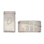 Two George V silver card cases, one end-opening, both engine turned, 83 and 85mm, marks rubbed,