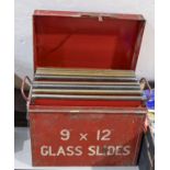 A vintage road worker's cased set of traffic signs, mid-20th c, enclosing eight glass sets of