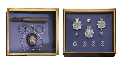 Nottingham City Police, a policeman's equipment and insignia, 20th c, comprising a pair of
