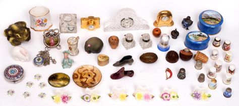 Miscellaneous miniature porcelain and other cabinet ornaments, to include a silver coloured metal