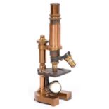 A brass compound student's microscope E. Leitz Wetzlar, No. 45061, early 20th century, with fine