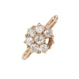 A diamond cluster ring, with old cut diamonds, in 18ct gold, Birmingham 1910, 4g, size M Lacks one