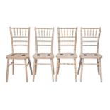 A set of four faux bamboo chairs, late 20th c, with boarded seat Good condition