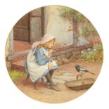 Charles Edward Wilson (1854-1941) - Feeding the Rabbits; Teasing the Magpie, a pair, both signed,
