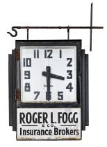 Advertising bygones. A double sided electrically illuminated and black painted steel hanging