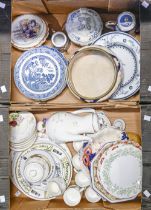 Miscellaneous ceramics, 19th c and later, including Imari palette teaware, Willow pattern salad