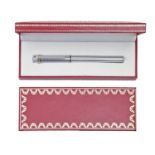 A Le Must de Cartier silver plated and gold plated reeded fountain pen, maker's booklet and box Good