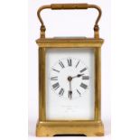 A French brass carriage clock, Benetfink & Co London, Made in Paris, retaining the original silvered