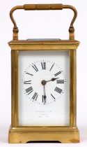 A French brass carriage clock, Benetfink & Co London, Made in Paris, retaining the original silvered