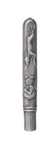 A silver pencil and cap, stamped with toby jug and rabbit, 83mm, marked STERLING, 5.8dwts Good