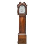 A Victorian thirty hour oak and crossbanded longcase clock, the breakarched and painted dial with