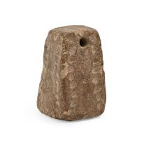 A Mesopotamian clay numerical tablet, of pyramidal form pierced, 56mm h Condition evident from