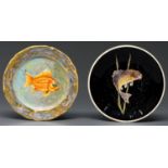 Two Quimper faience plates, 20th c, painted by P Lamic or Guy Trevoux, both signed, with a fish,