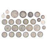 Silver coins. Miscellaneous United Kingdom half crowns, florins and other crowns, Victoria -