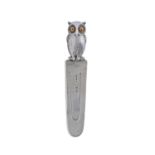 A Victorian silver owl novelty page marker, 90mm l, by S Mordan & Co, London 1899, 5.7dwts Good