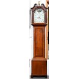 A George III eight day oak and crossbanded longcase clock, Jn. Bishop Redmile, the 12" breakarched