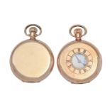 Two gold-plated hunting and half hunting cased keyless lever watches, early 20th c, 50mm diam
