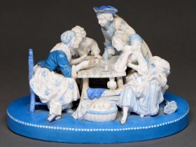 A French porcelain group of The Fortune Teller, late 19th c, painted in tones of light and bright