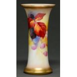 A Royal Worcester spill vase, 1932, painted by K Blake, signed, with blackberries and blossom, 15.