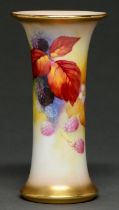 A Royal Worcester spill vase, 1932, painted by K Blake, signed, with blackberries and blossom, 15.