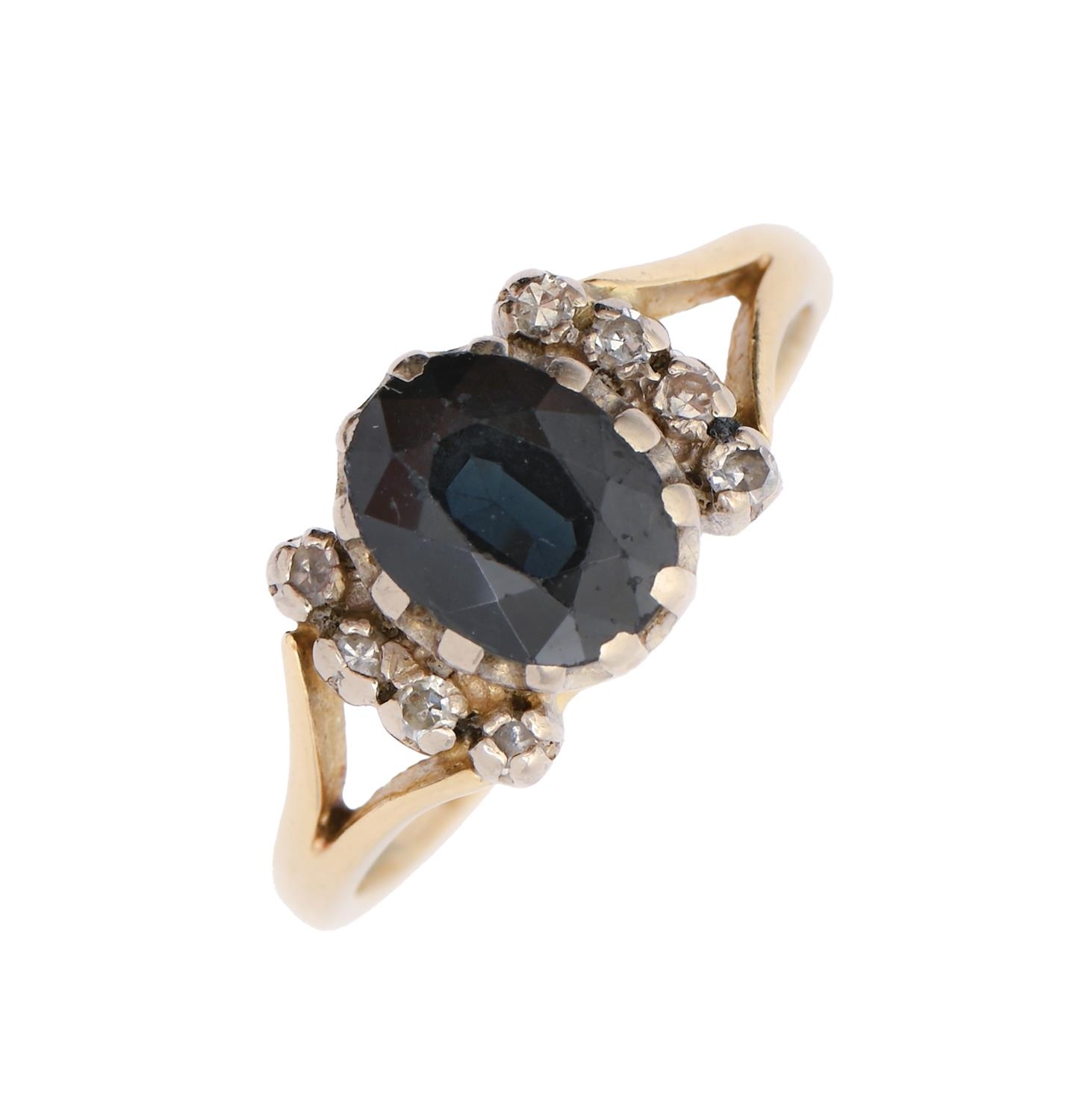 A tourmaline and diamond ring, in 18ct gold, Birmingham 1969, 3.9g, size M Slight wear