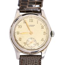 A J W Benson stainless steel wristwatch, 31mm diam Movement running when wound, old dust and dirt