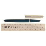 A Parker "51" teal fountain pen, boxed Good second hand condition with some old dried ink