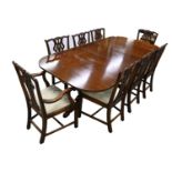 A twin pillar mahogany dining table, Brights of Nettlebed (Cabinet Makers) Ltd, late 20th / early
