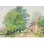C L Windsor, early 20th c - The Windmill, signed, watercolour, 25 x 36.5cm and a watercolour of
