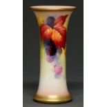 A Royal Worcester spill vase, 1934, painted by K Blake, signed, with blackberries and blossom, 15.