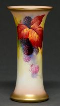 A Royal Worcester spill vase, 1934, painted by K Blake, signed, with blackberries and blossom, 15.