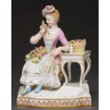 A Meissen figure of ‘Smell’ from the set of the five senses modelled by M-V Acier, late 19th c, 14cm