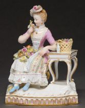 A Meissen figure of ‘Smell’ from the set of the five senses modelled by M-V Acier, late 19th c, 14cm