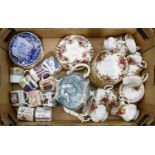 Miscellaneous ceramics, including Royal Albert Old Country Roses teaware, Colaport coffee cans,