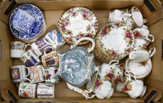 Miscellaneous ceramics, including Royal Albert Old Country Roses teaware, Colaport coffee cans,