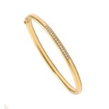 A diamond bangle, in gold, 60mm (internal), control marks and 750, 22.3g Good condition