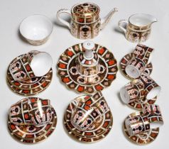 A collection of Crown Derby Imari pattern tea ware, late 20th c, to include six coffee cans and