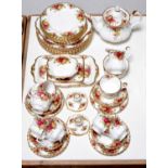 A Royal Albert Old Country Roses pattern dinner and tea service, printed mark Mostly in good