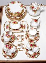 A Royal Albert Old Country Roses pattern dinner and tea service, printed mark Mostly in good